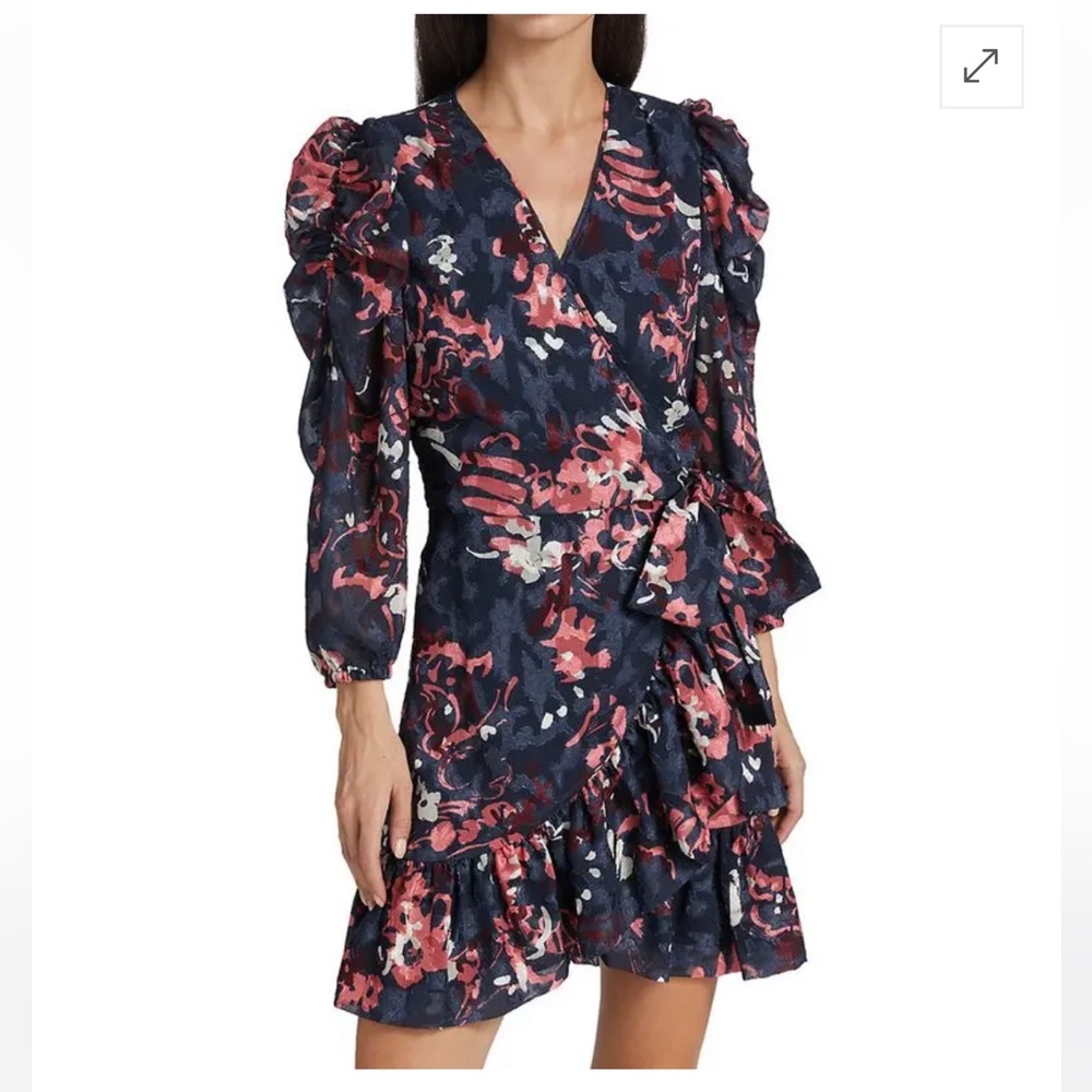 NWT Tanya Taylor Sasha Floral Wrap Dress - Marine Navy, size US 6
